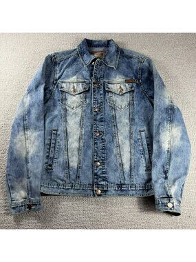 Winchester Y2K Grunge Distressed Acid Wash Denim Jacket Blue Men’s Size XL
